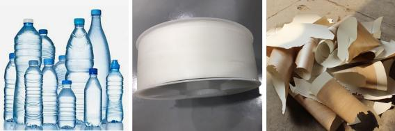 Blow-molded parts and thin-walled plastic scraps.